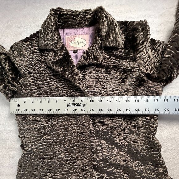 Wendy Hil Women's Long Sleeve Faux Fur Coat Jacket Collared Lined Brown Size 4 - Picture 9 of 10